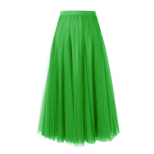 75-90cm Length 2 Mesh Layers Women&#39;s Tulle Skirt Fairy Formal Elastic High-waisted Midi Long Tutu Skirts Saia Feminina Faldas
